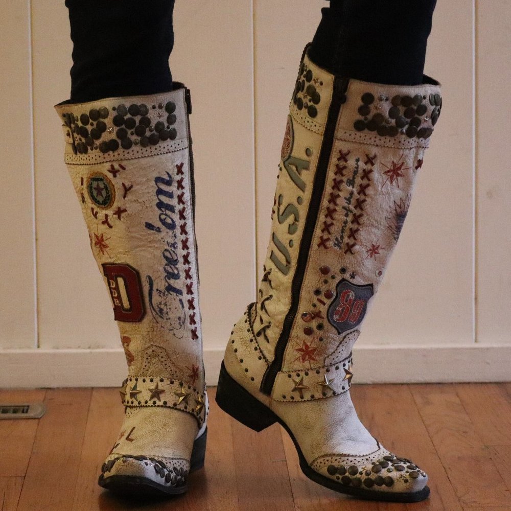 Old Gringo White Liberty Embellished Lace-Up Boots - Picture 10 of 15